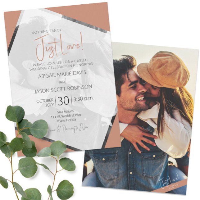 📸 Modern Photo Terra Cotta Avslappnad Bröllop Inbjudningar (📸 Modern Photo Terra Cotta Casual Wedding Invitation
)