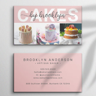 Modern Photo Typography Baker Cake Shop Visitkort