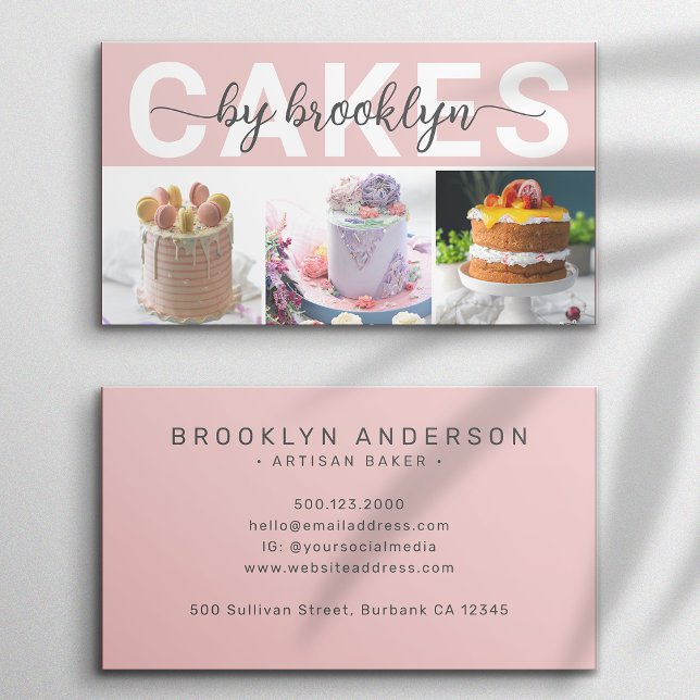 Modern Photo Typography Baker Cake Shop Visitkort (Skapare uppladdad)