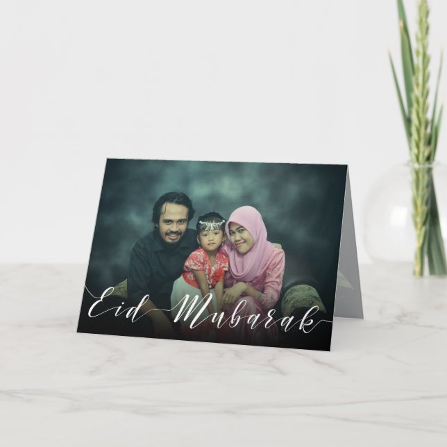 Modern Photo Typography Eid Mubarak Greeting Card Kort (Framsida)