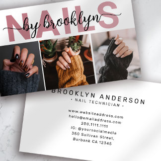 Modern Photo Typography Nail Artist Visitkort