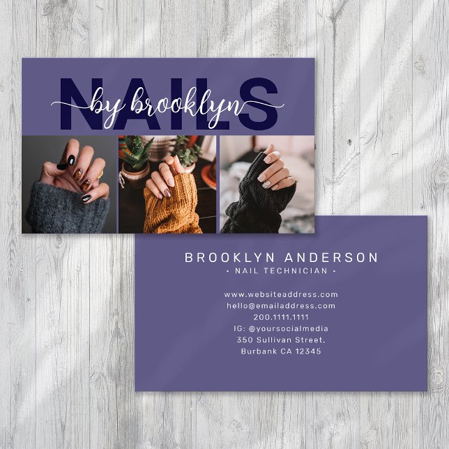 Modern Photo Typography Nail Artist Visitkort (Skapare uppladdad)