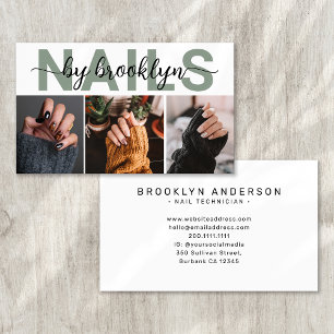 Modern Photo Typography Nail Artist Visitkort