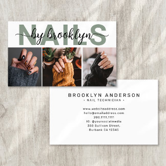 Modern Photo Typography Nail Artist Visitkort