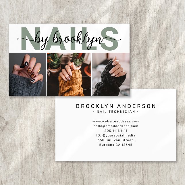 Modern Photo Typography Nail Artist Visitkort (Skapare uppladdad)