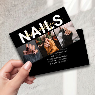Modern Photo Typography Nail Artist Visitkort