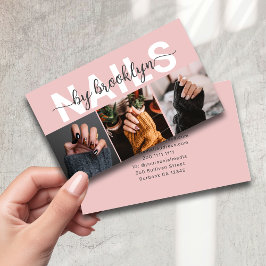 Modern Photo Typography Nail Artist Visitkort