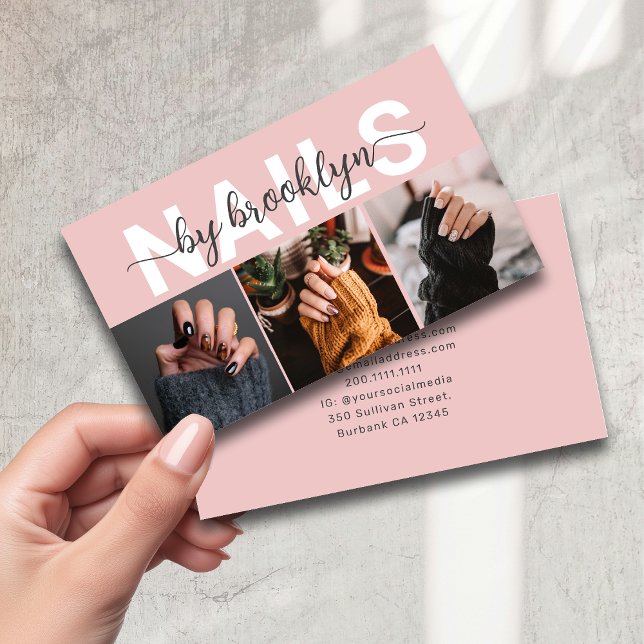 Modern Photo Typography Nail Artist Visitkort (Skapare uppladdad)