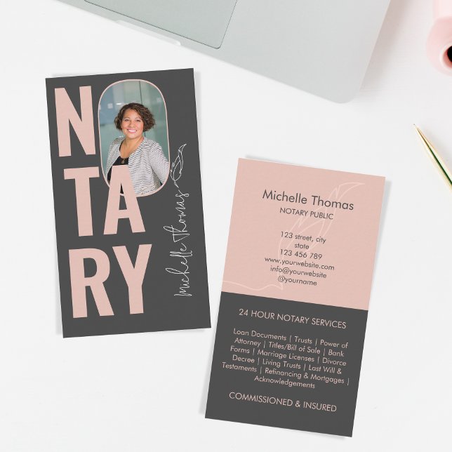 Modern Photo Typography Notary Loan Signing Agent Visitkort (Skapare uppladdad)