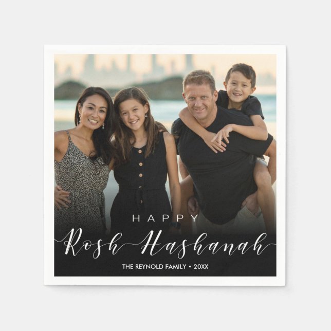Modern Photo Typography Rosh Hashanah Nyår Pappersservett (Framsidan)