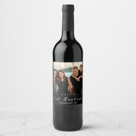 Modern Photo Typography Rosh Hashanah Nyår Vinflaska Etikett