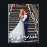 Modern Photo We Har Married Push-skript Vykort<br><div class="desc">Modern penselskript Vi Har Markried Elopement Announement Photo Postcard</div>