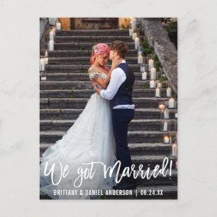 Modern Photo We Har Married Push-skript Vykort