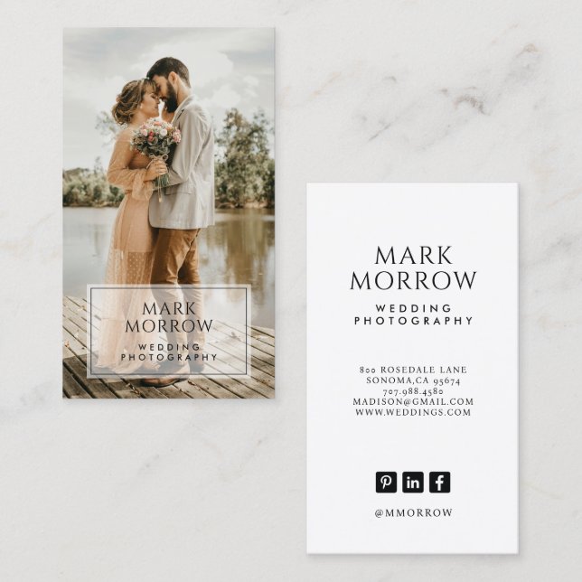 Modern Photo Wedding Photographer Business Card Visitkort (Fram/baksida)