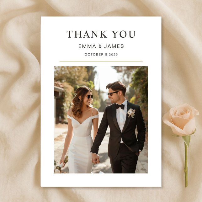 Modern Photo Wedding Thank You Card With Note Tack Kort (Skapare uppladdad)