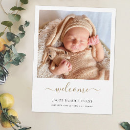 Modern Photo Welcome Baby Annonouement Vykort