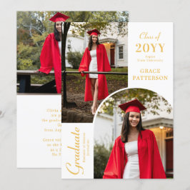 Modern Photo White Guld Studenten-meddelande Inbjudningar