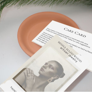 Modern Photo White Handmade Jewelry Care Card Visitkort