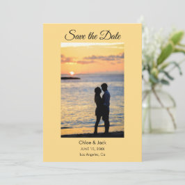 Modern Photo Yellow Orange Save The Date Card Spara Datumet