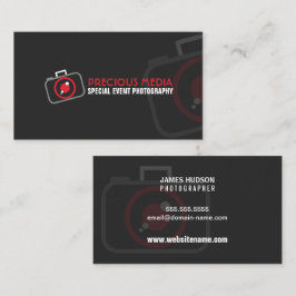 Modern Photography Red White Grått Visitkort