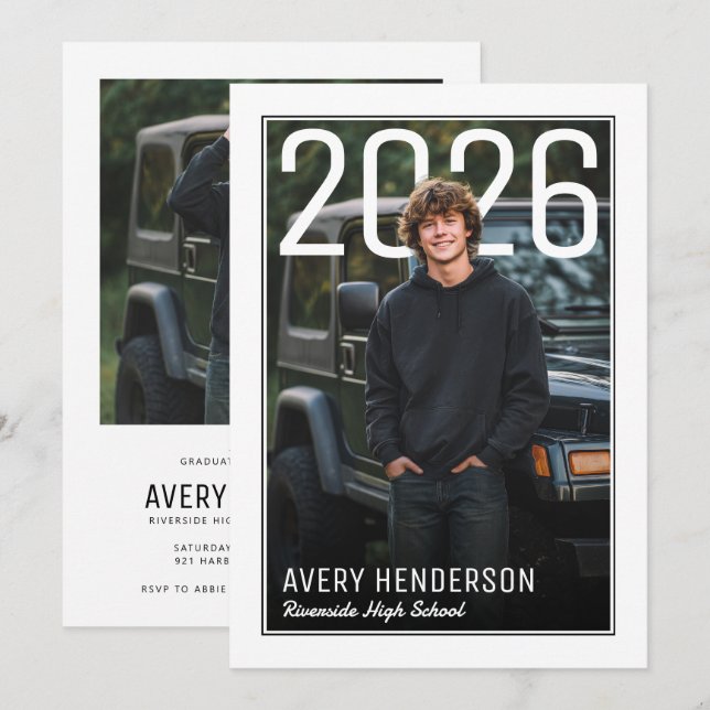 Modern PhotoPop Graduation Party Inbjudningar (Fram/baksida)