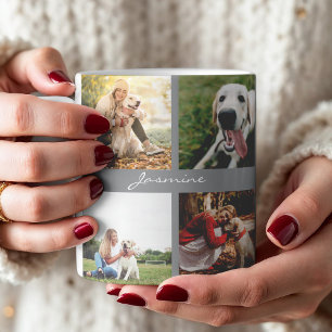 Modern Photos Collage Hund Grått Kaffemugg