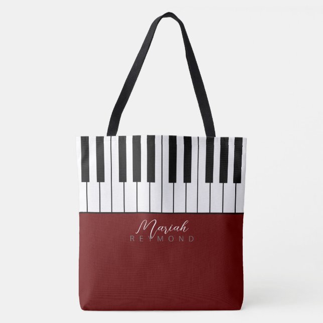 Modern Piano All-over Tote Bag med Namn Tygkasse (Framsida)
