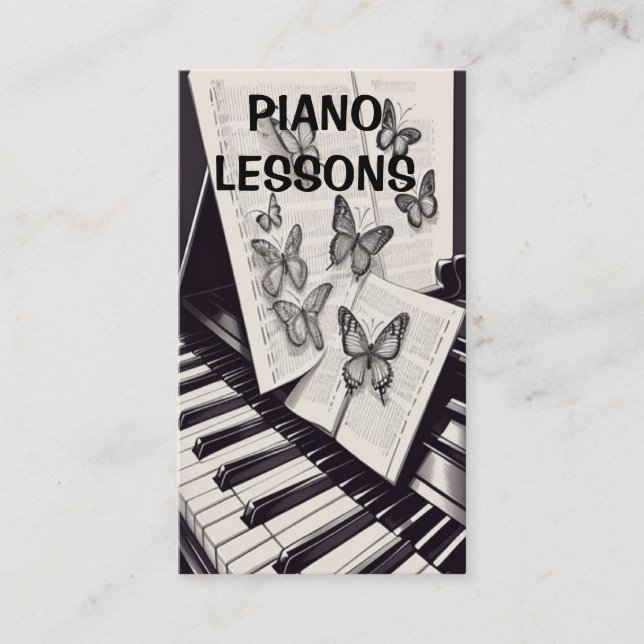 Modern Piano Lessons med Butterflies Visitkort (Framsida)