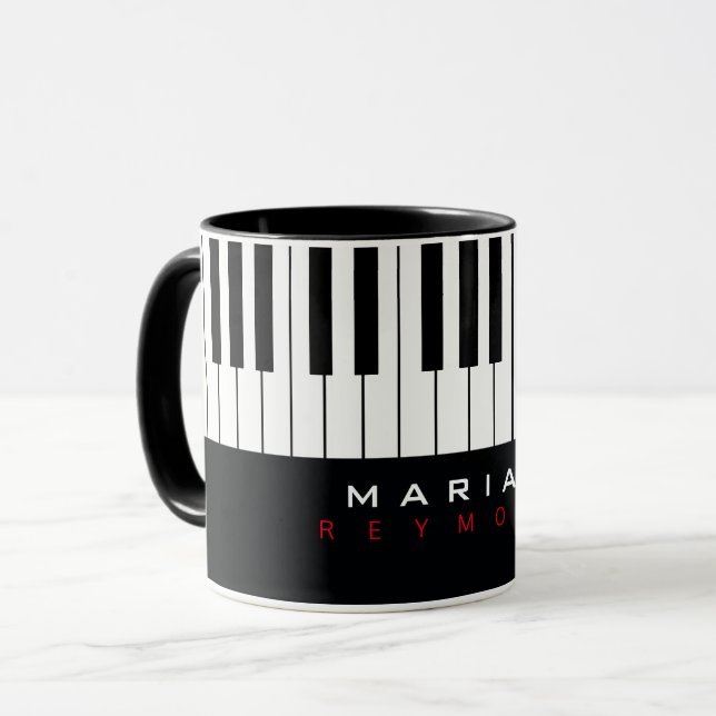 Modern Piano Mugg med Namn (Framsida vänster)