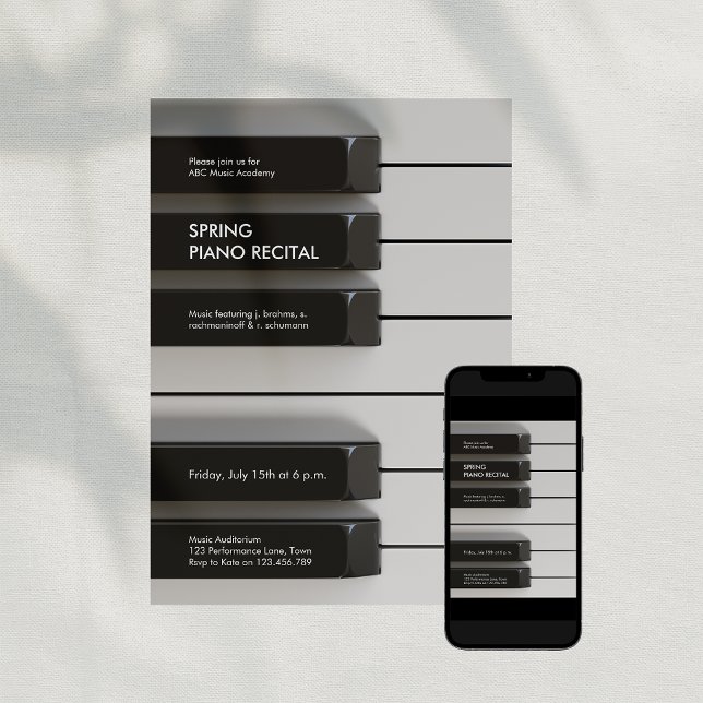 Modern Piano Music Academy Konsertinbjudan Inbjudningar (Modern Piano Music Academy Recital Invitation)
