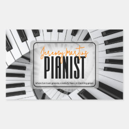 Modern Piano Spiraler Svart&Vit Orange Pianist Rektangulärt Klistermärke