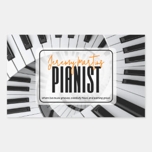 Modern Piano Spiraler Svart&Vit Orange Pianist Rektangulärt Klistermärke