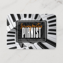 Modern Piano Spiraler Vit på Svart Orange Pianist Visitkort