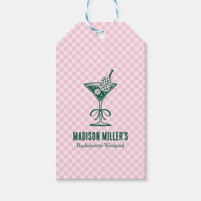 Modern Pickleball & Prosecco Bachelorette Weekend Presentetikett (Framsidan)