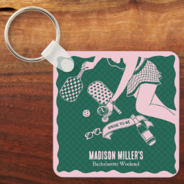 Modern Pickleball & Prosecco Möhippa Helg Nyckelring