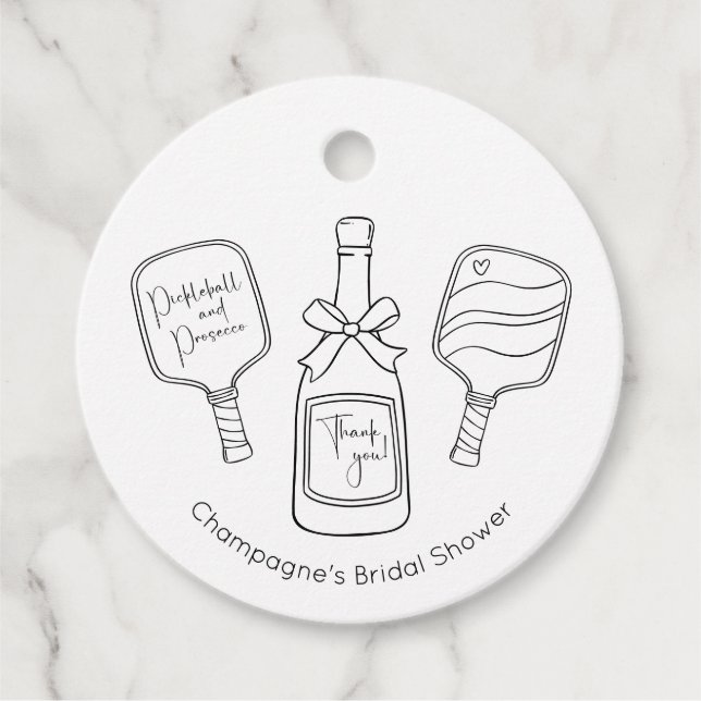 Modern Pickleball Prosecco-Möhippa Tack Gåvor Etiketter (Framsida)