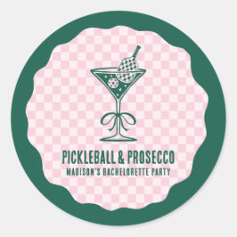 Modern Pickleball & Prosecco Sängvätstpartaj weeke Runt Klistermärke