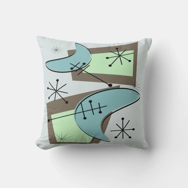 Modern Pillow Atomic 7 i mitten av århundradet Kudde (Framsida)
