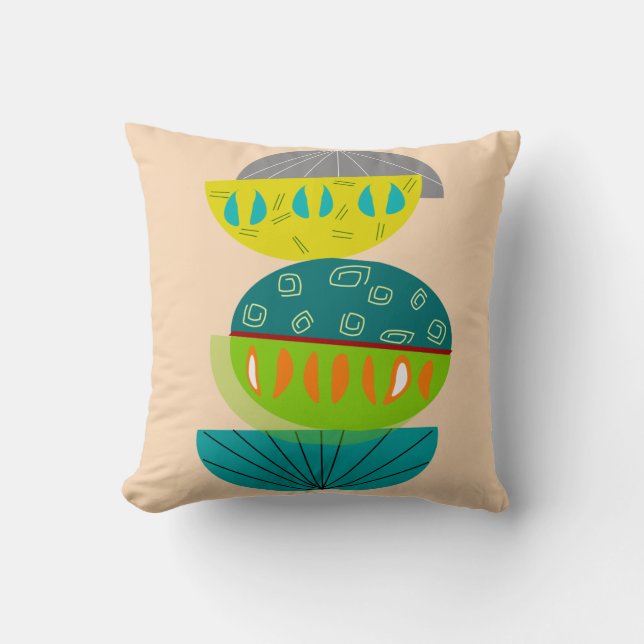 Modern Pillow-Ovaler i mitten av århundradet Mönst Kudde (Framsida)