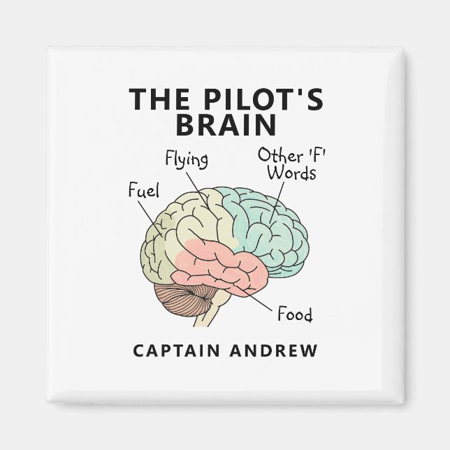 Modern Pilot Namn | Rolig Aviation Magnet (Framsidan)