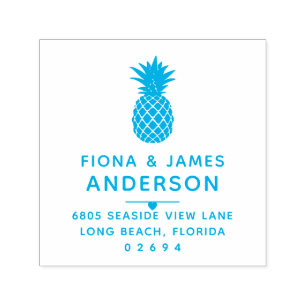 Modern Pineapple Gifta Par Returadress Självfärgande Stämpel