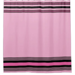 Modern Pink and Black Stripes Shower Curtain 