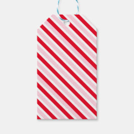 Modern Pink and Red Striped Christmas Presentetikett