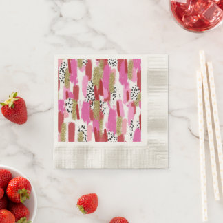 Modern Pink and White Party Napkins Pappersservett