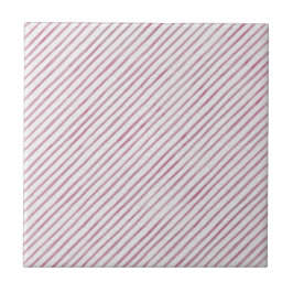 Modern Pink And White Stripes Ceramic Tile Kakelplatta