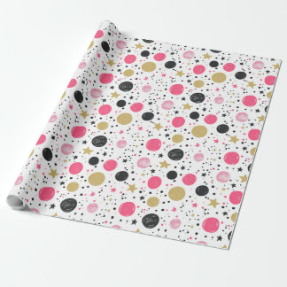 Modern Pink Black Gold Christmas Wrapping Paper Presentpapper