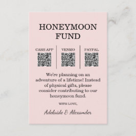 Modern Pink Blush Wedding Honeymoon Fund Tilläggskort