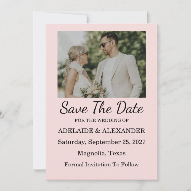 Modern Pink Blush Wedding Save The Date Inbjudningar (Framsida)