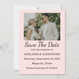 Modern Pink Blush Wedding Save The Date Magnetisk Inbjudningskort