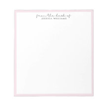 modern, pink border from the desk of notepad
